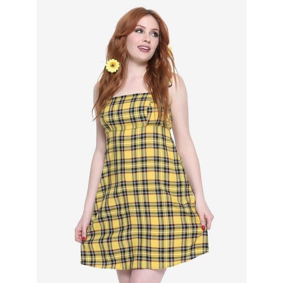 Hot Topic Dresses & Skirts - Hot topic womes yellow plaid dress XL